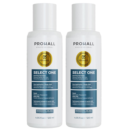 Brazilian Keratin Treatment Blowout Complex-PROHALL SELECT ONE 4.05 oz-Formaldehyde Free Keratin Hair Treatment at Home-Queratina Brasileña Keratina Para Alisar el Pelo Sin Formol-Pack of 2