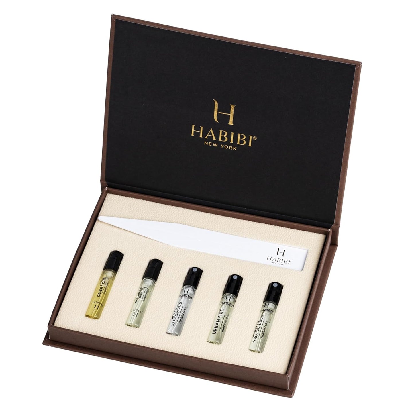 H HABIBI Oud Perfume Discovery Sample Set – Luxury Eau De Parfum & Cologne Sampler Sets for Men & Women, Travel Size Gift Set, Made in USA, 5 x 2ml