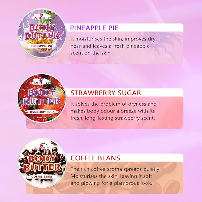 New Body Butter Body Glaze Whipped Body Butter for Women, Leaves Skin Soft Without Being Greasy Choose You Favorite Scent To Keep Skin Hydratedand Body Moisturizing Care Body Glaze Sample Kit