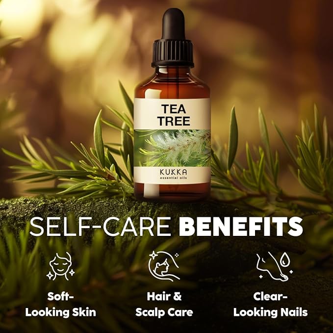 KUKKA essential oils 100% Pure & Natural Tea Tree Oil for Skin, Hair, Toenails, Aromatherapy, & DIY (4 fl oz/118 ml)