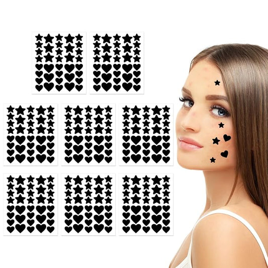 288pcs Pimple Patch Star, 2 Styles Star Pimple Patch, Cute Black Pimples Patches Stars, Skin-friendly, Breathable, Waterproof,for Covering Acne,for Makeup, Sleep, Wedding and Festival