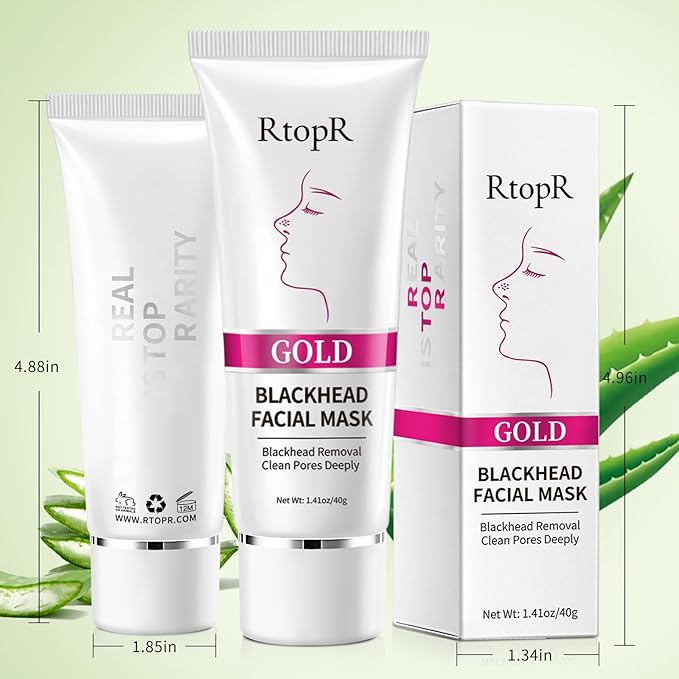 RtopR Blackhead Remover Mask, For All Skin Types, Deep Cleansing Blackheads, Dirts, Pores, Peel Off Facial Mask Nose Strips