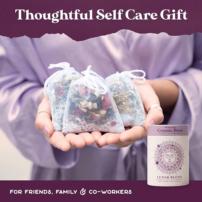 Lunar Blend Bath Tea by Purple Canyon | 3 Relaxing Bath Soaks with Lavender, Green Tea, Epsom Salt, and Essential Oils | Skin Care Gifts for Women