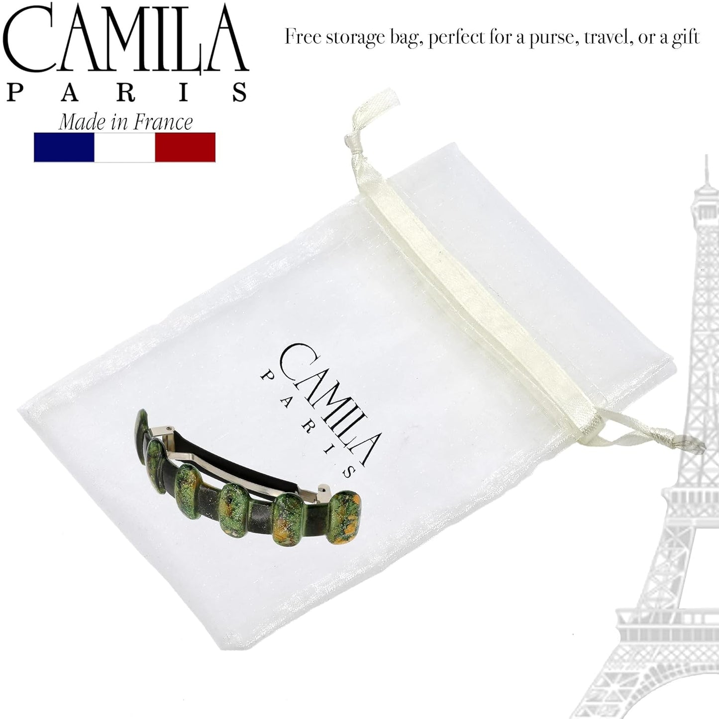 Camila Paris CP3298 French Hair Barrette Clip for Girls for Thick Curly Wavy Long Hair, Strong Hold Grip Hair Clips for Women, Automatic, No Slip Durable Styling Girls Hair Accessories, Made in France