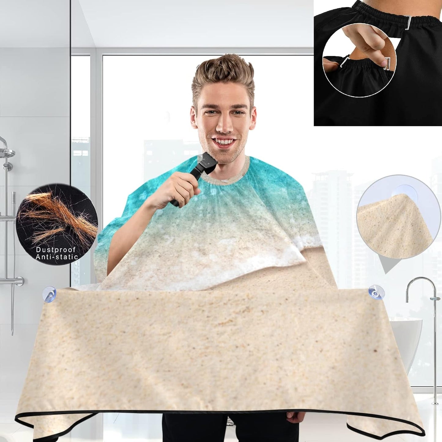 visesunny Professional Barber Cape Polyester Hair Cutting Clippings Catcher Grooming Cape Apron for Shaving Trimming For Men
