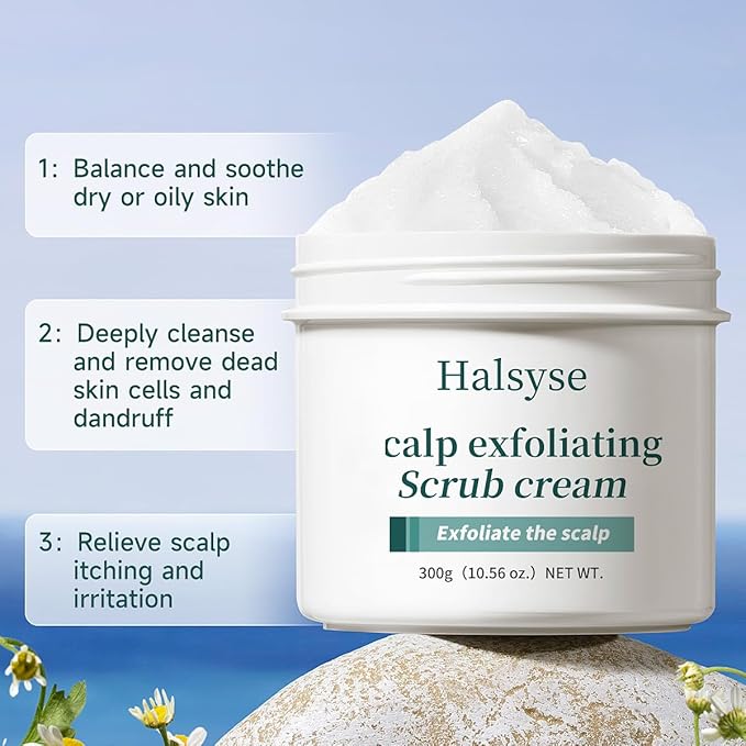 Scalp Exfoliating Scrub, Sea Salt Cleansing Scalp Scrub Shampoo, Relieves Itching, Greasy Or Dry Scalp and Dandruff, Contain A Scalp And Hair Care Massager