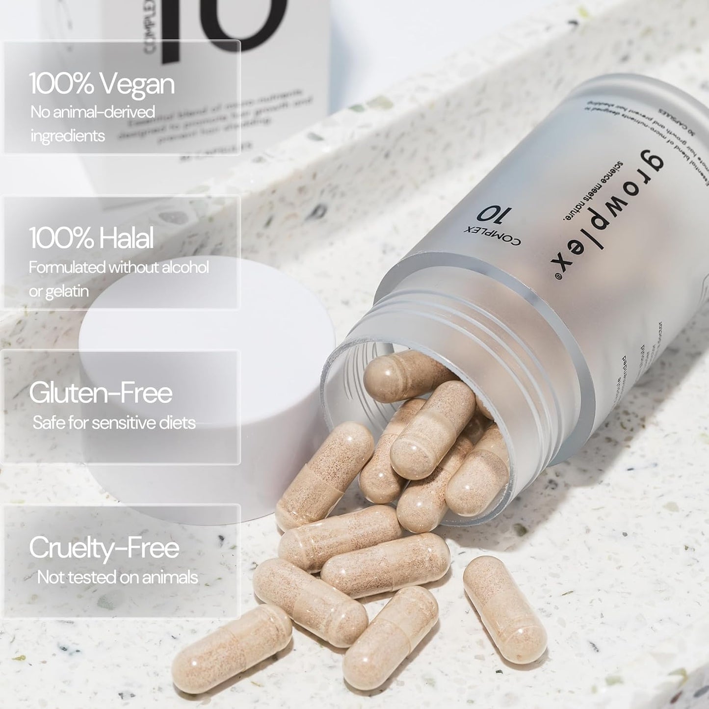 Complex10 Hair Support Supplement with Biotin, Collagen & 10 Essential Nutrients – Supports Healthy, Stronger-Looking Hair – 30 Capsules for Men & Women