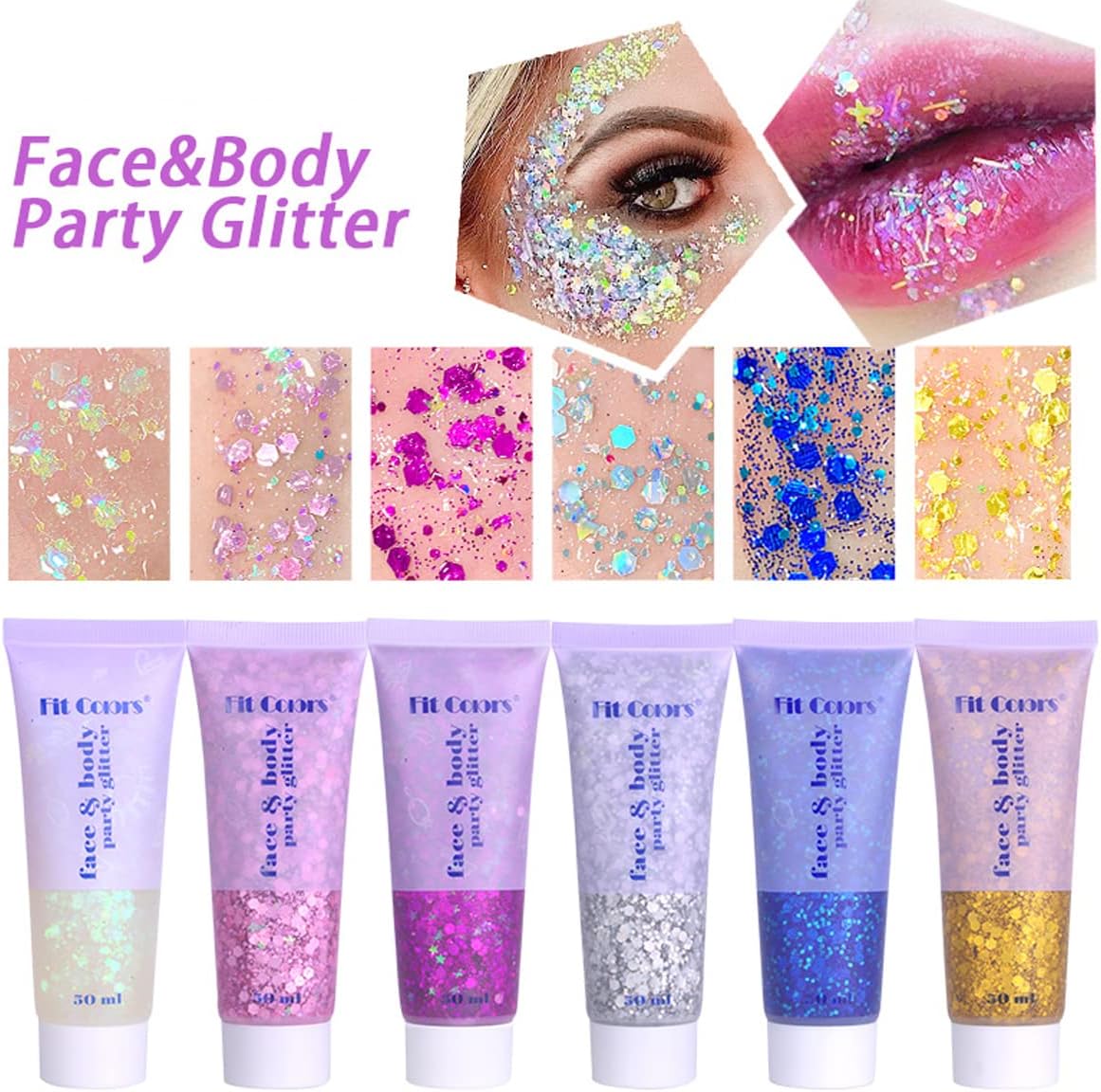 Silver Mardi Gras Out for Women Face Glitter Gel,Carnival Rave Accessories,Singer Concerts Body Glitter, Music Festival Hair Sequins Face Glitter Paint Makeup,50ML