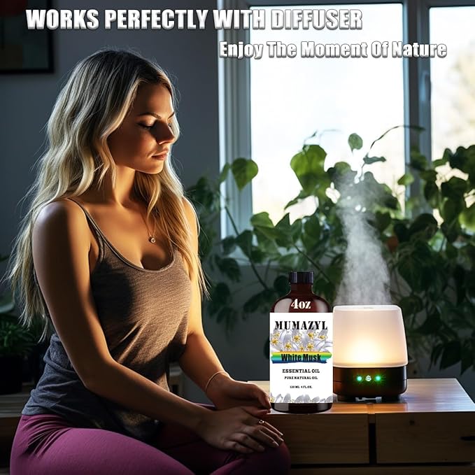 White Musk Essential Oil, White Musk Oil 4 Fl Oz 120ML for Diffuser Humidifier Yoga Cleaning DIY Candle Soap Making Essential Oils