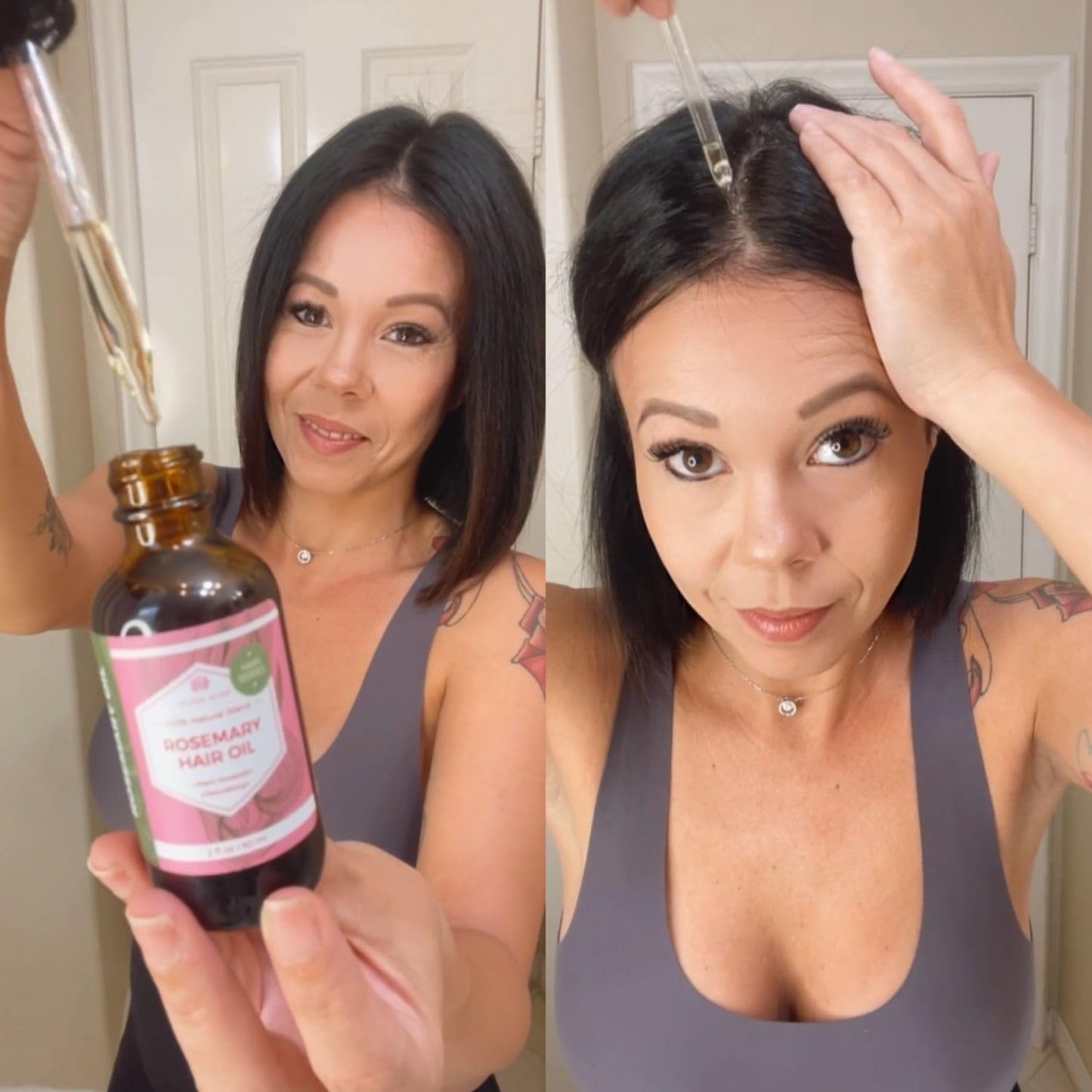 Leven Rose Organic Rosemary Hair Growth Oil with Castor, Rosemary, Peppermint, Jojoba, Argan, Pumpkin Seed, Horse Tail Extract, Evening Primrose for all Hair Types, Natural, 2 oz