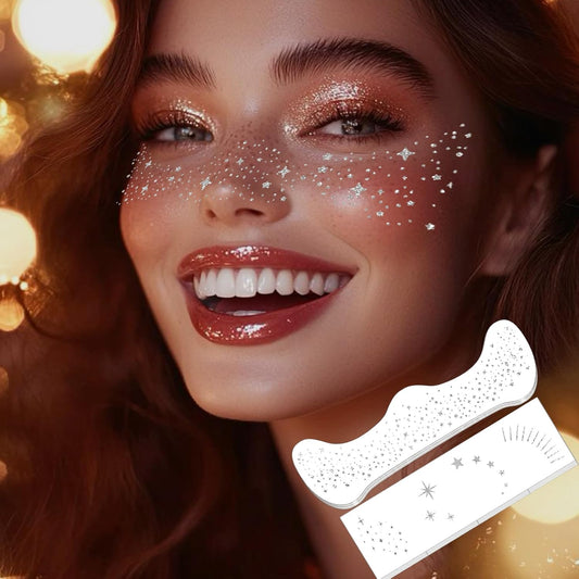 Glitter Freckles, 32 Pcs Sparkle Glitter Freckles Face Tattoo for Women Girls Silver Temporary Face Tattoos Concert Festival Rave Accessories (Silver)