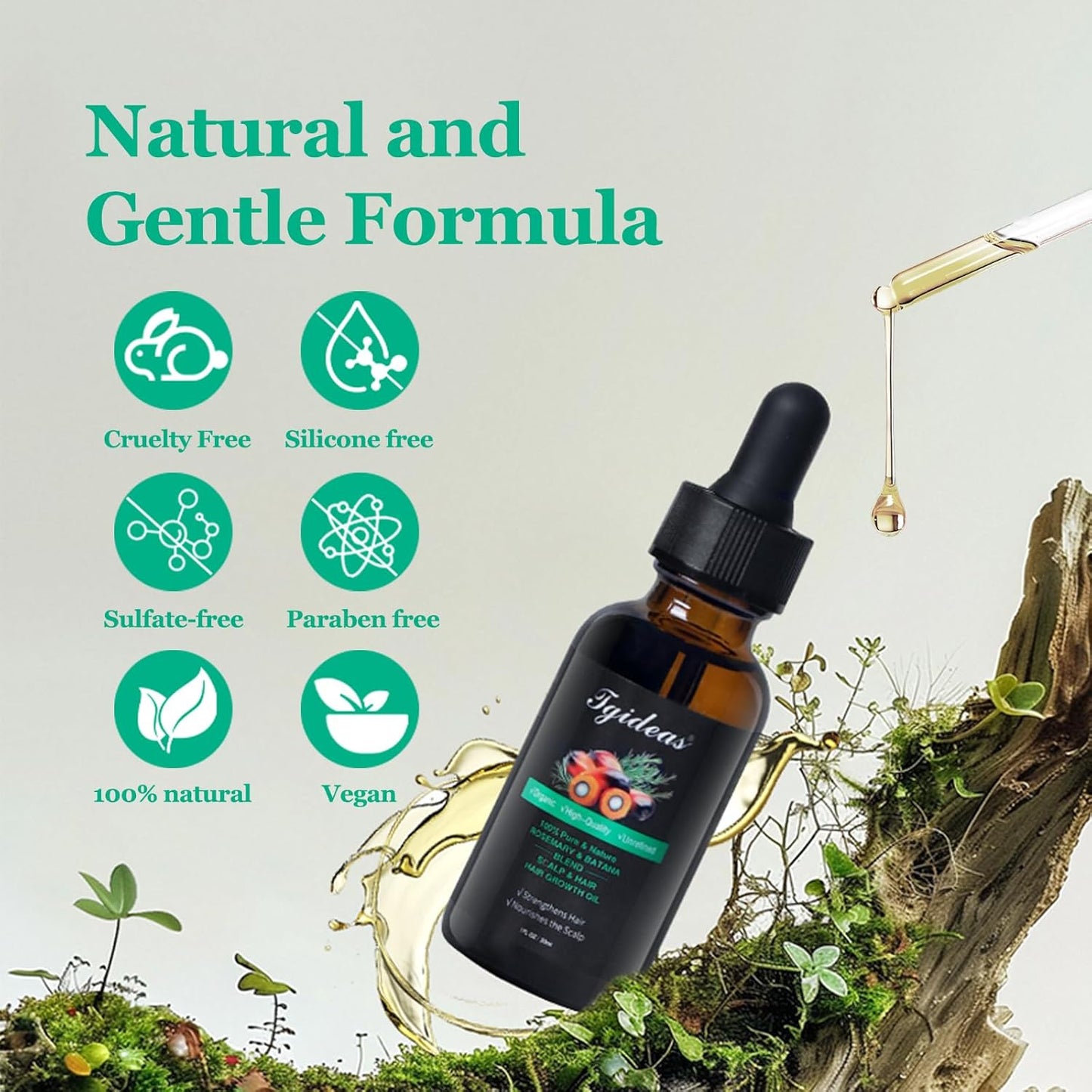 Tgideas Rosemary Batana Oil - Organic Hair Growth - for Scalp & Hair Strengthening - All Hair Types Treatment Oil - Eyebrow & Eyelash Nourishing - 2 Packs