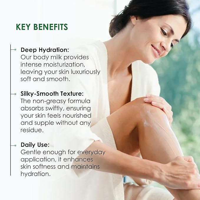 Body Hydrating Milk for Dry Skin - Daily Moisturizing Lotion with Ganges Water & A2 Clarified Butter, 1.69 fl oz | Softens Skin, Fast Absorbing, Lightweight, Non-Greasy, 100% Natural Ayurvedic Product