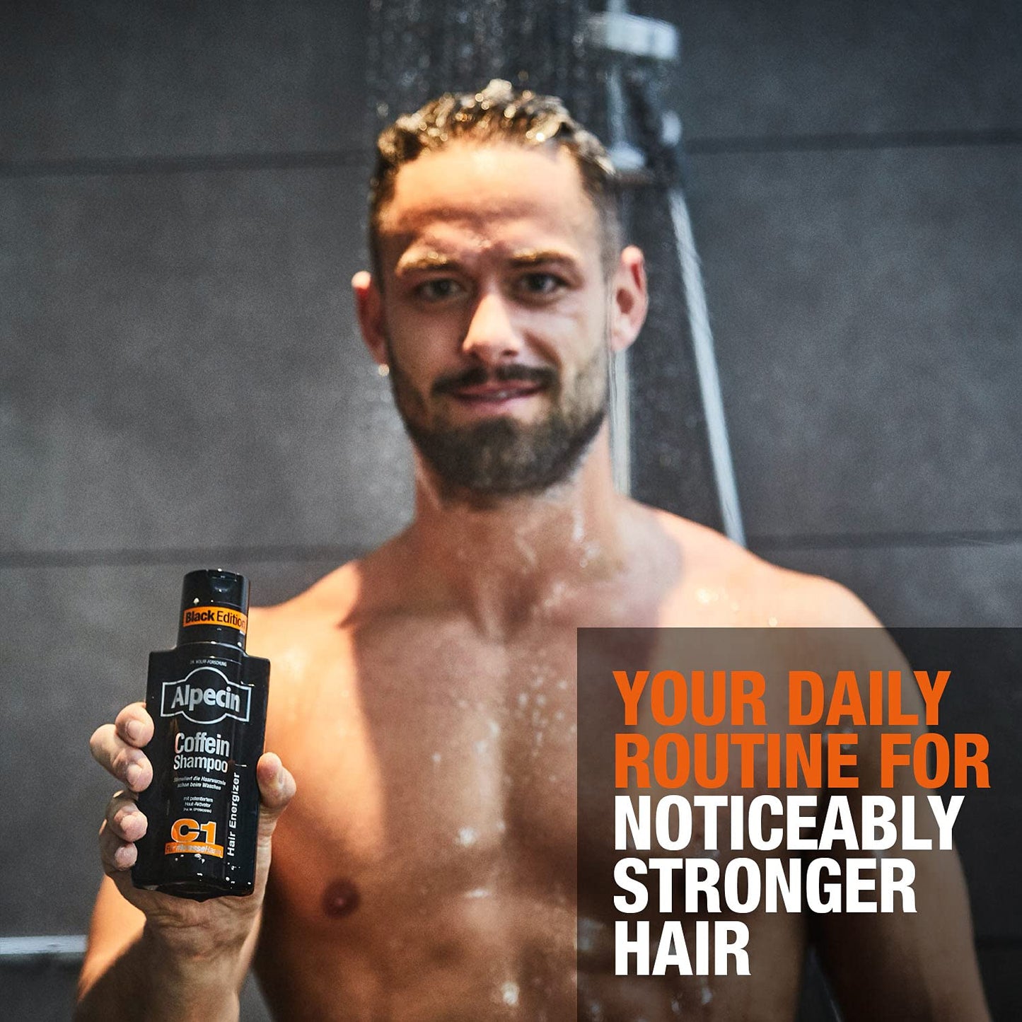 Alpecin Caffeine Shampoo C1 Black Edition with Bold Fragrance 8.45 oz I Hair Performance Enhancer Promotes Natural Hair Growth and Thickness I Energizes Scalp