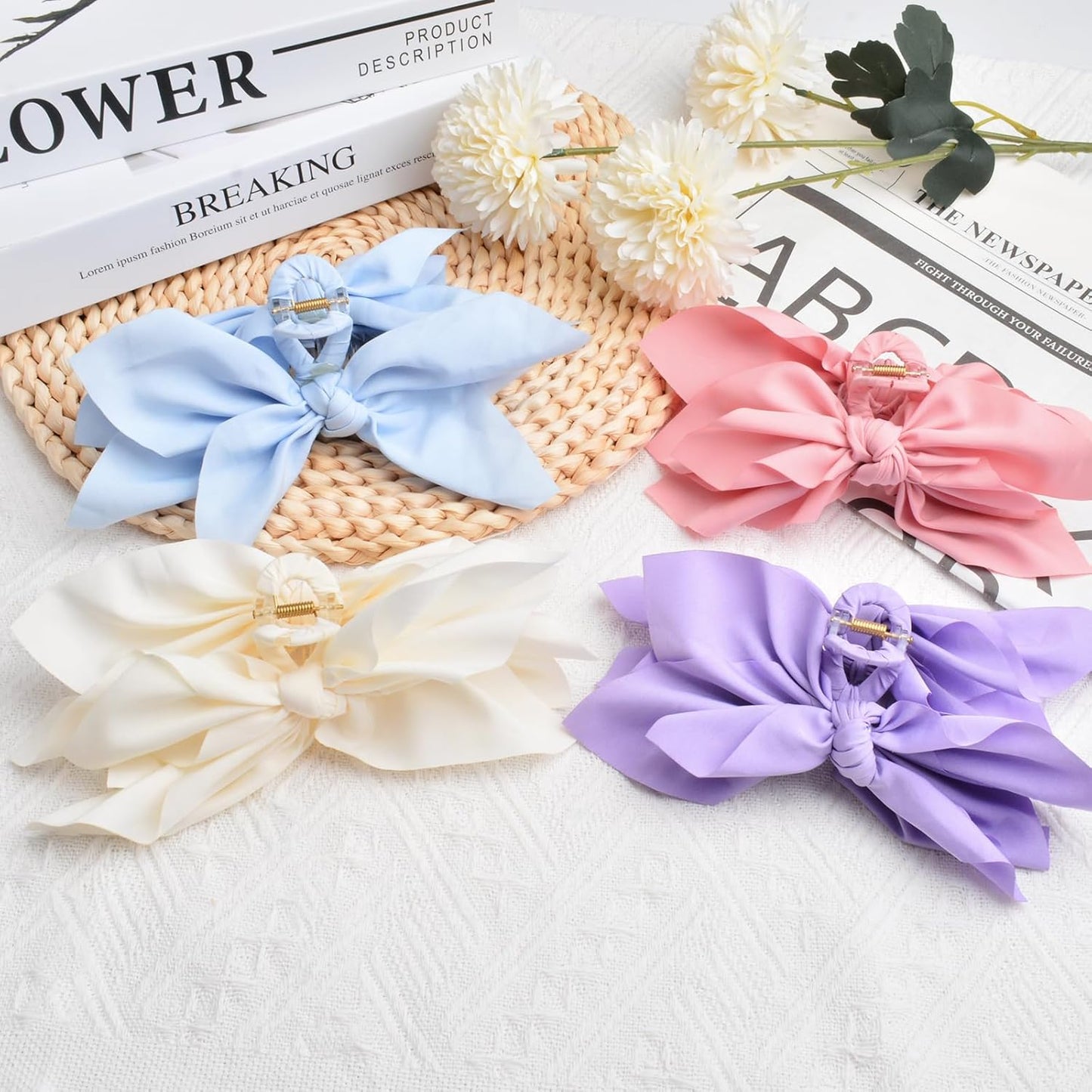 Bow Claw Clips Bow Hair Clips 4PC Big Hair Bows for Women Butterfly Styling Large Hair Clips for Thick Hair for Girls Hair Accessories for Teen