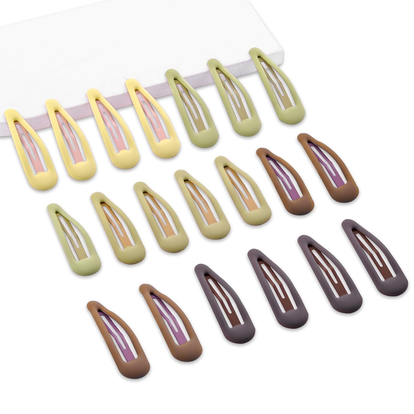 Small Hair Barrettes For Women No Slip Metal Snap Clips For Thin And Fine Hair,Matte Brown Yellow,20 PCS,1.97 x 0.5 Inch.