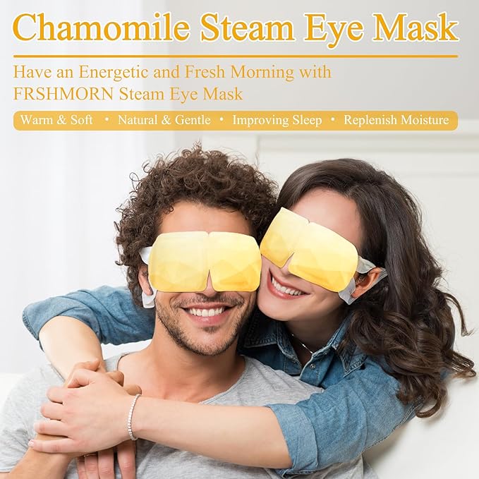 16 Packs Steam Eye Mask, Heated Eye Mask for Sleeping, Warm Compress for Eyes, Self Heating Disposal Eye Mask Comfortable Sleep Mask for Home, Office, Spa, Travel Essentials (Chamomile)