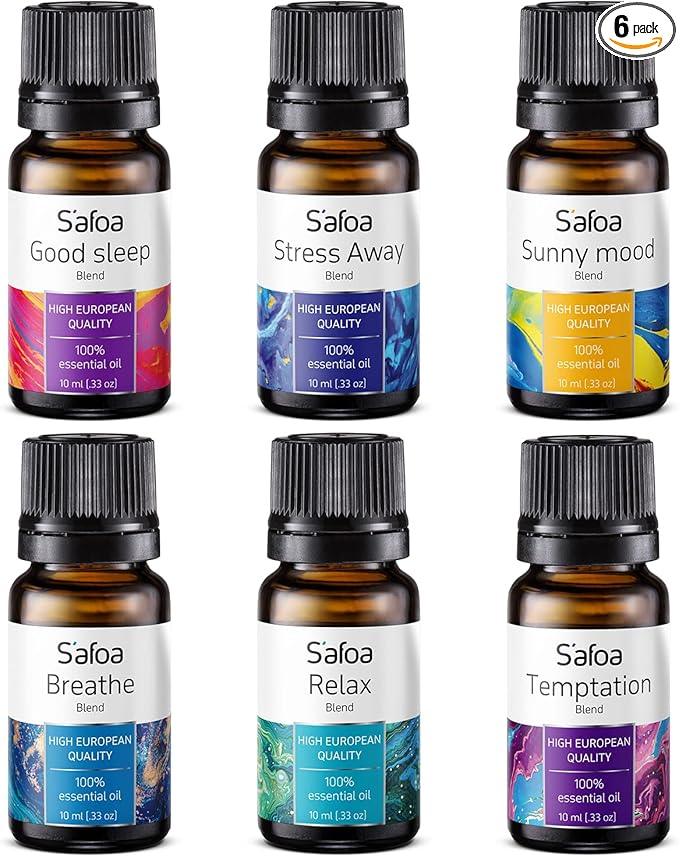 Top 6 Blends Essential Oils Set - Essential Oils Blends for Diffuser - Aromatherapy Blends Oils for Dream, Mood, Breathe, Love, Feel Good, Stress Relief