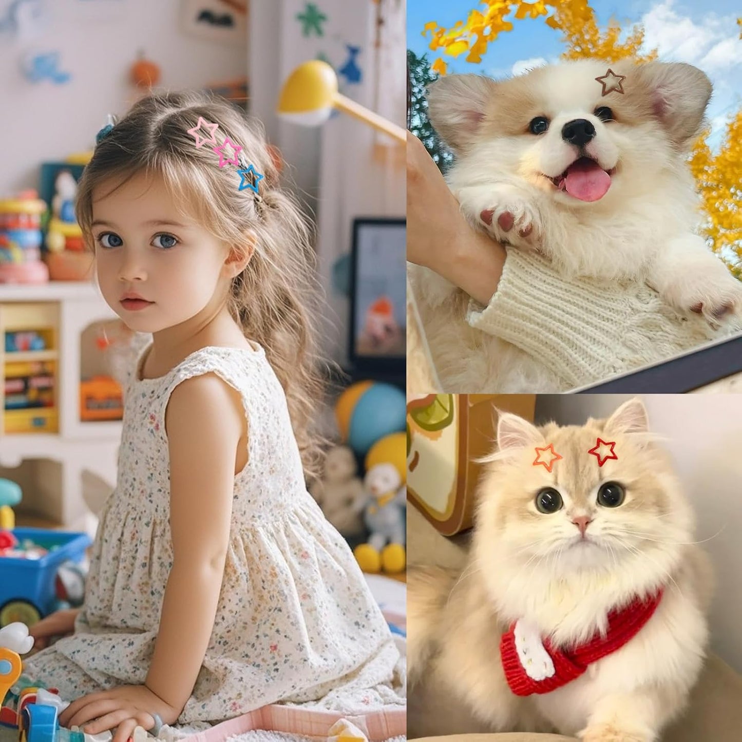 Star Hair Accessories - 50Pcs Colorful Metal Non-Slip Snap Hair Clips and Barrettes for Girls and Women