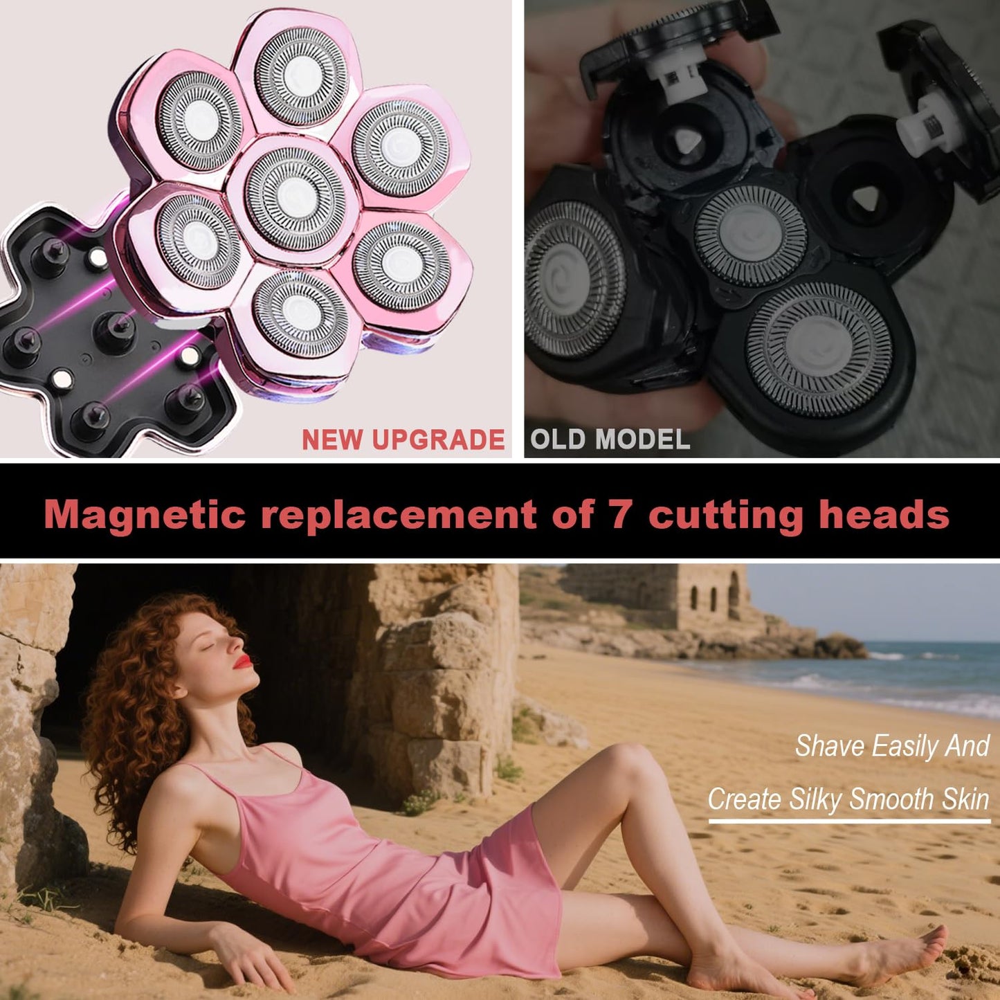 Universal Magnetic 7 Blades Head Shaver Replacement Blades Compatible with Wyklaus SHPAVVER Head Shaver and Other Brands Head Shaver