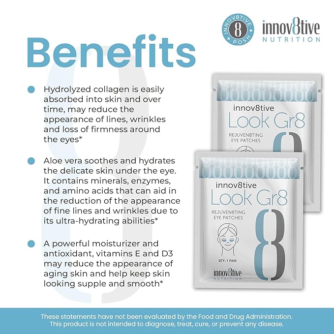 Look Gr8 Eye - Targets Dark Circles, Puffiness, and Wrinkles with Collagen, Aloe, and Vitamins D3 & E Youthful Radiance (Single)