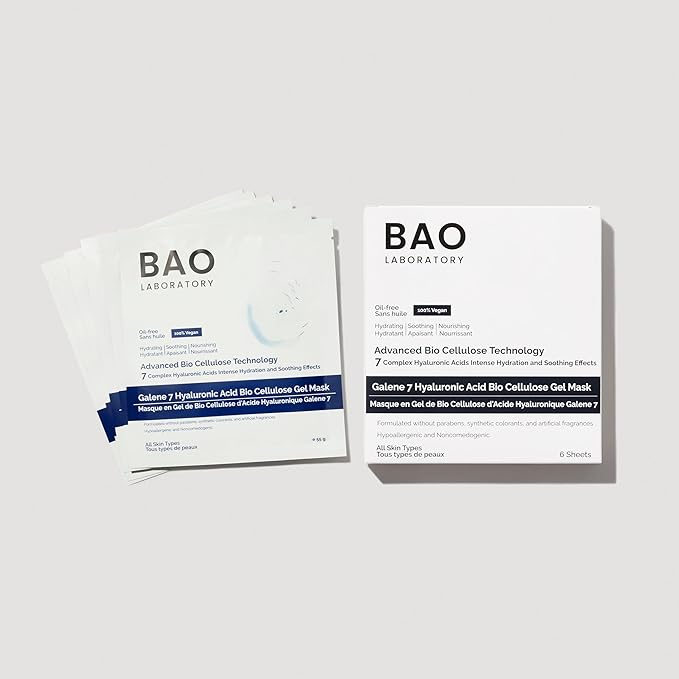 Gel Mask 1 pc - Galene 7 Hyaluronic Acid Bio Cellulose | Intense Hydration & Soothing Effects Gel Mask for Face | 100% Vegan, 55 g