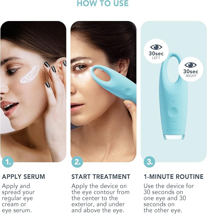 FOREO IRIS Eye Massager Dark Circle Remover & Eyebag Remover Eye Depuffer Anti Aging Increases Absorption of Eye Mask Essences| Waterproof 2-year Warranty Mint