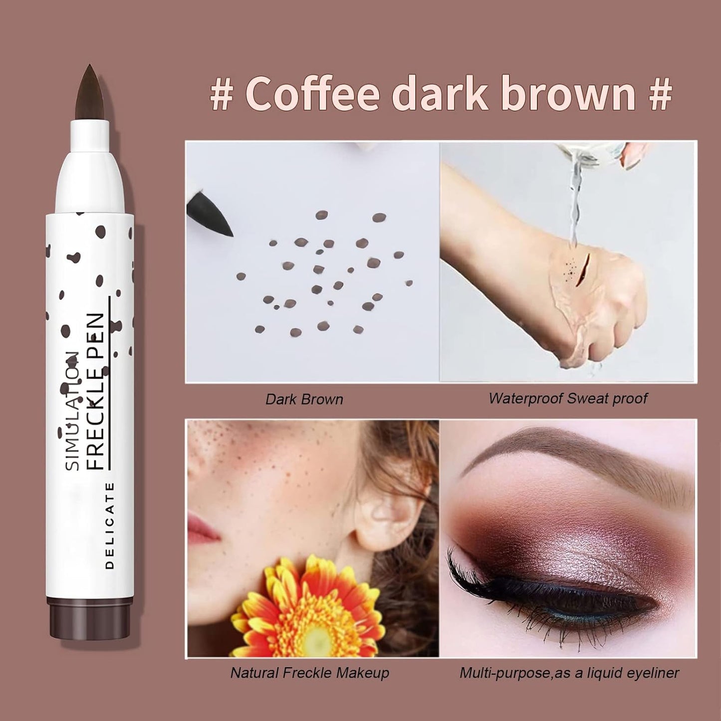 Lifelike Freckle Pen - 2 Colors (Light Brown & Dark Brown), Waterproof, Quick Dry, Soft Dot, Natural, Magic Fake Freckles Makeup Pen