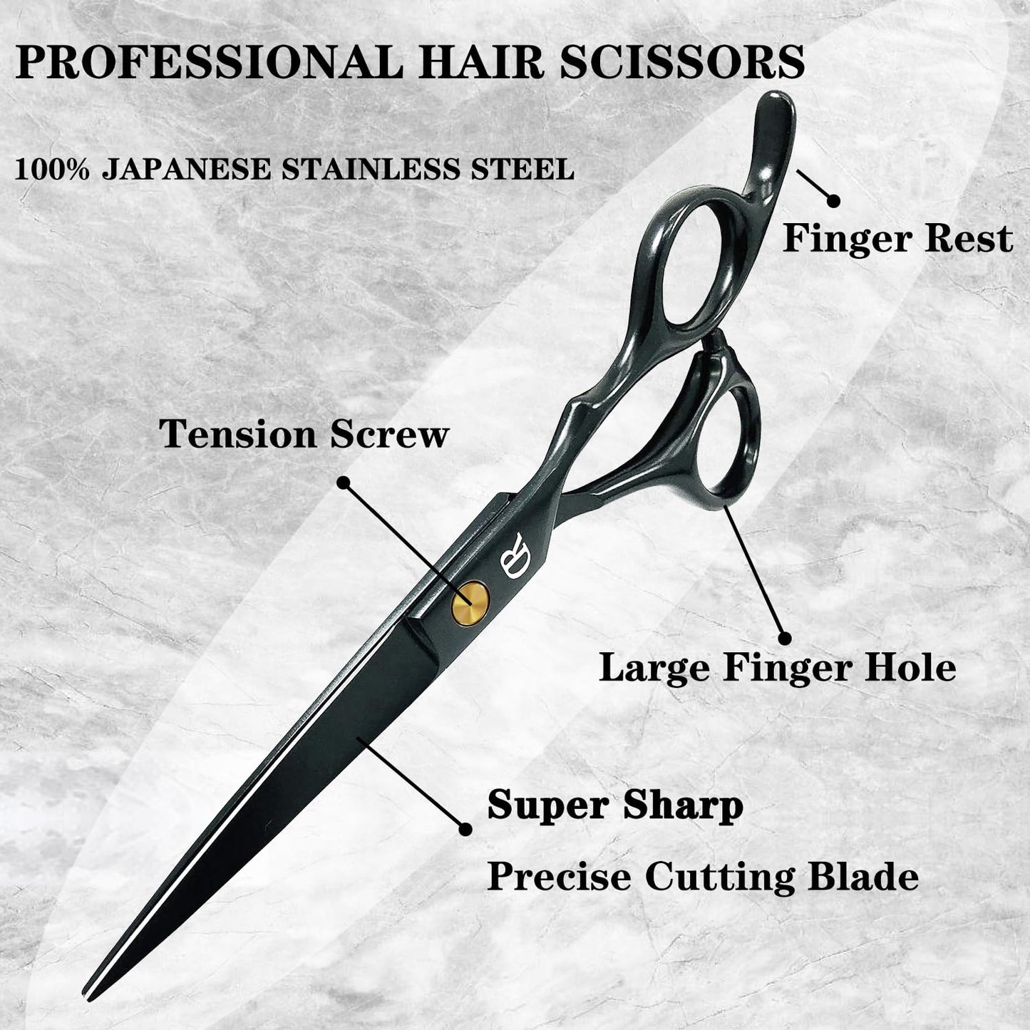 Professional Hair Cutting Shears,6 Inch Barber hair Cutting Scissors Sharp Blades Hairdresser Haircut For Women/Men/kids 420c Stainless Steel (Black)