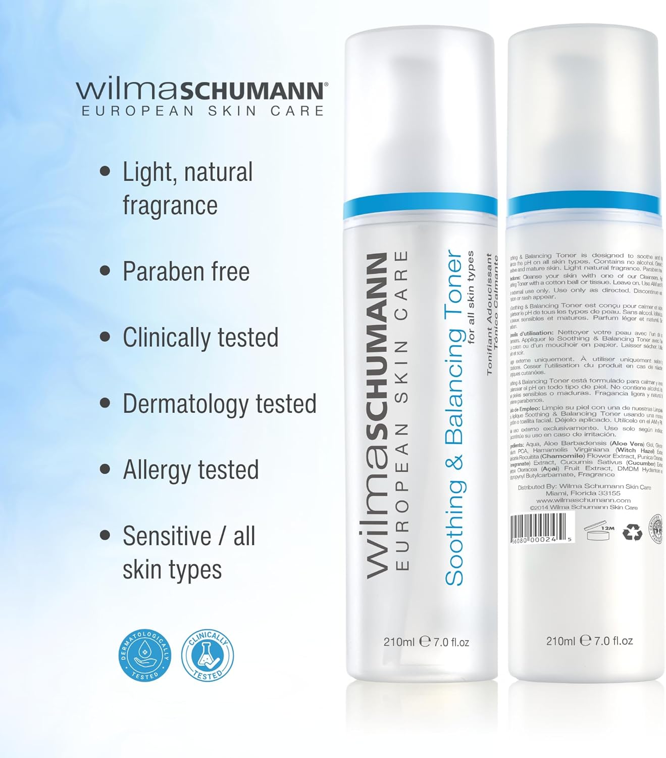 Wilma Schumann Hydrating Toner for Face, Soothing & Balancing Skin Toner, 7 oz