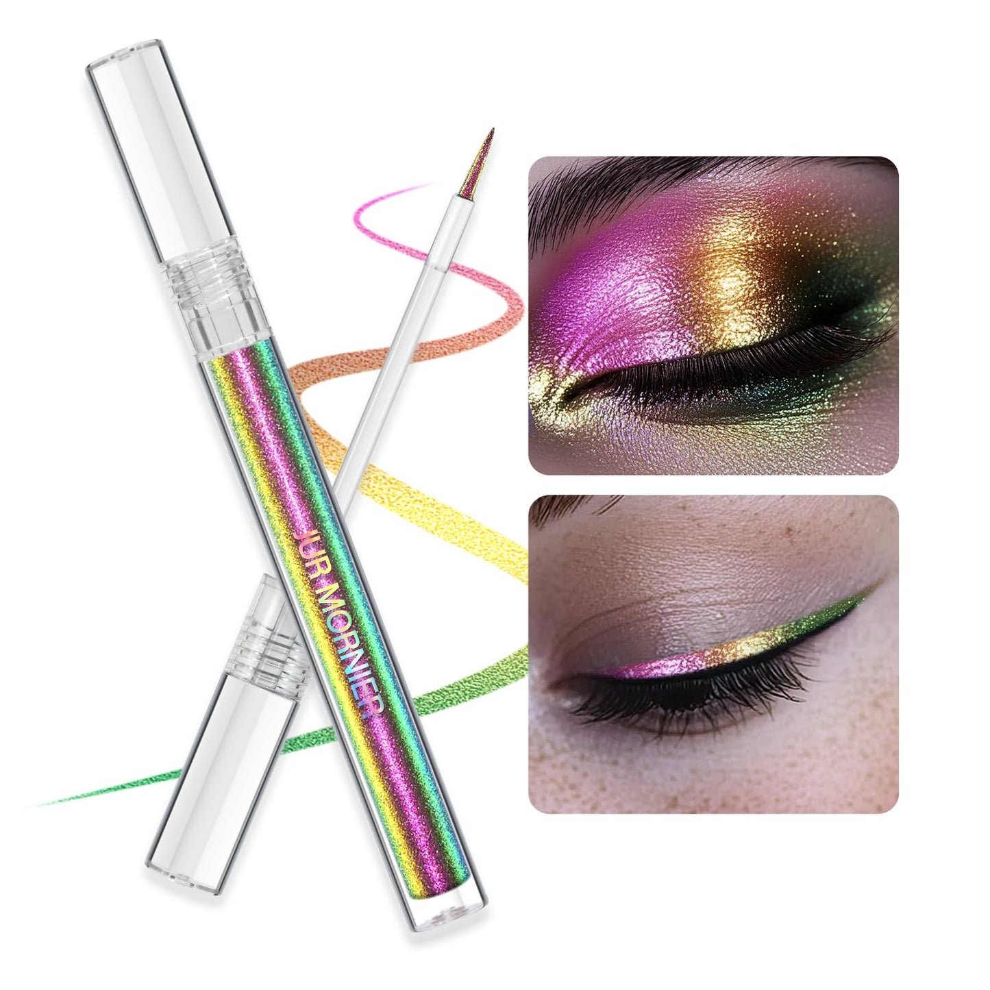 Multichrome Liquid Eyeshadow,Chameleon Eyeliner Colorful Eye Freckle Pen,Metallic Holographic Waterproof Long Lasting Smooth High Pigment Eyeshadow Highlighter Halloween Party Makeup(#602)