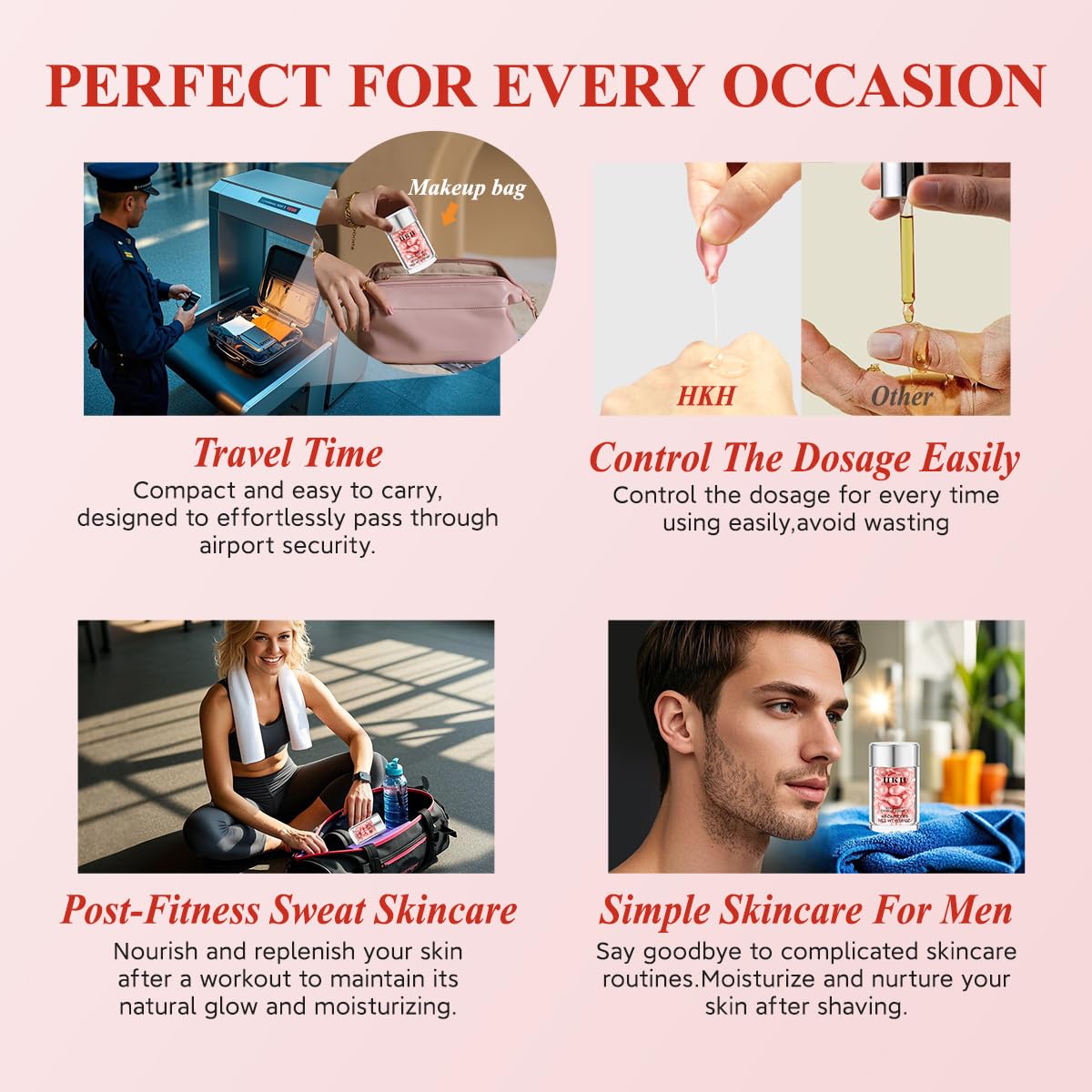 HKH Retinol Face Serum Oil - Anti-aging Night Serum with Vitamin E, 48 Capsules, Reduce Wrinkles, Firm & Hydrate Skin, Non-Greasy Formula, Travel-Friendly Skincare, with Scissors