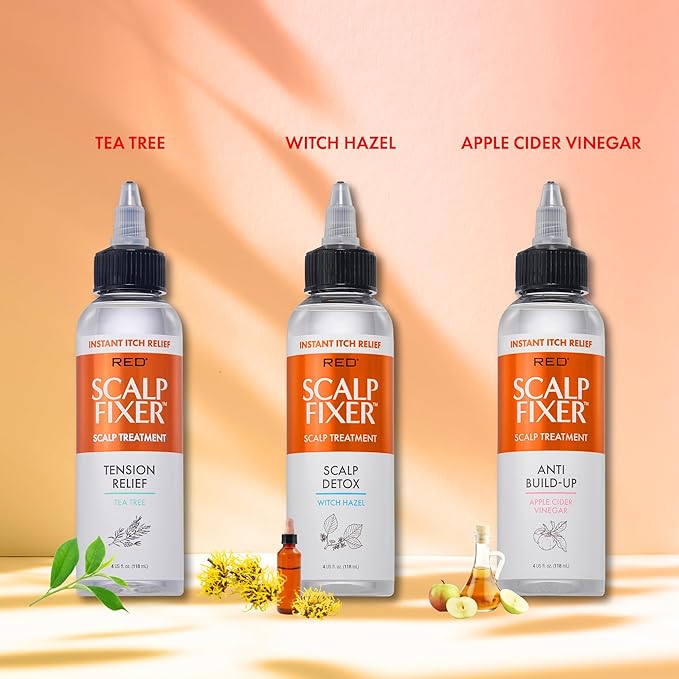 Red by Kiss Scalp Fixer Dry & Itchy Scalp Treatment Instant Cooling Sooth, Hydration & Buildup Control, Detoxify & Balance Healthy Hair (4 fl.oz, Apple Cider Vinegar(Anti Build-Up))