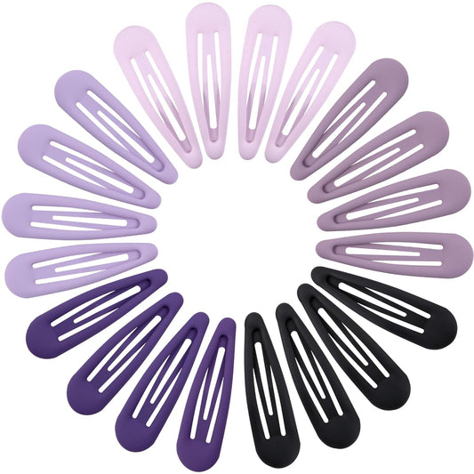 Small Hair Barrettes For Women No Slips Metal Snap Clips For Thin And Fine Hair,Matte Black Multiple Purple,20 PCS,1.97 x 0.5 Inch.