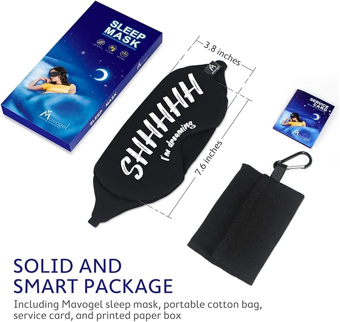 Mavogel Cotton Sleep Mask - Sleep Eye Mask for Women Men, Light Blocking Night Eyemask, Super Soft and Comfortable Eye Covers for Sleeping Yoga Nap Meditation, Includes Travel Pouch (Dreaming Style)