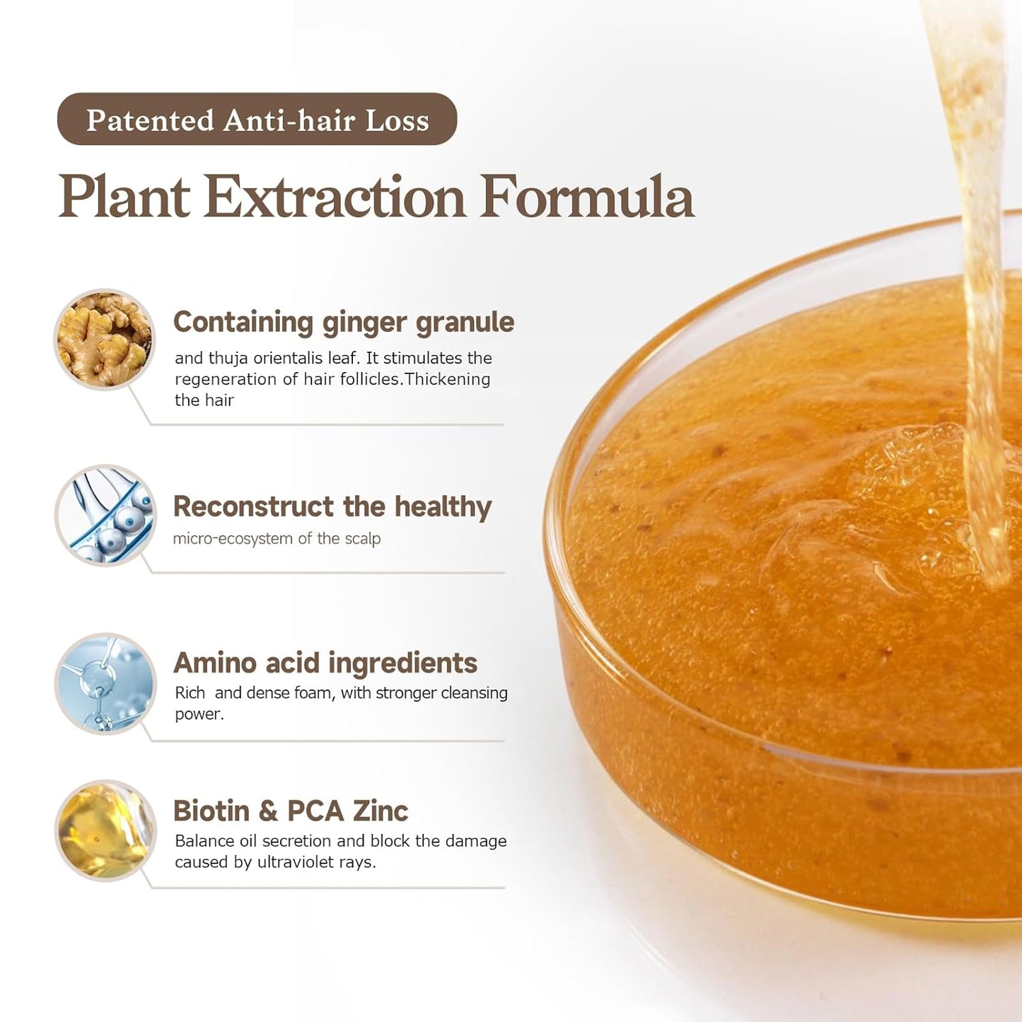 Biotin Ginger Anti-Thinning Shampoo - Helps Stop Loss for Stronger, Thicker, Longer Hair | Scalp-Nourishing, Deep Cleanse and Oil Control 15.2 FL OZ