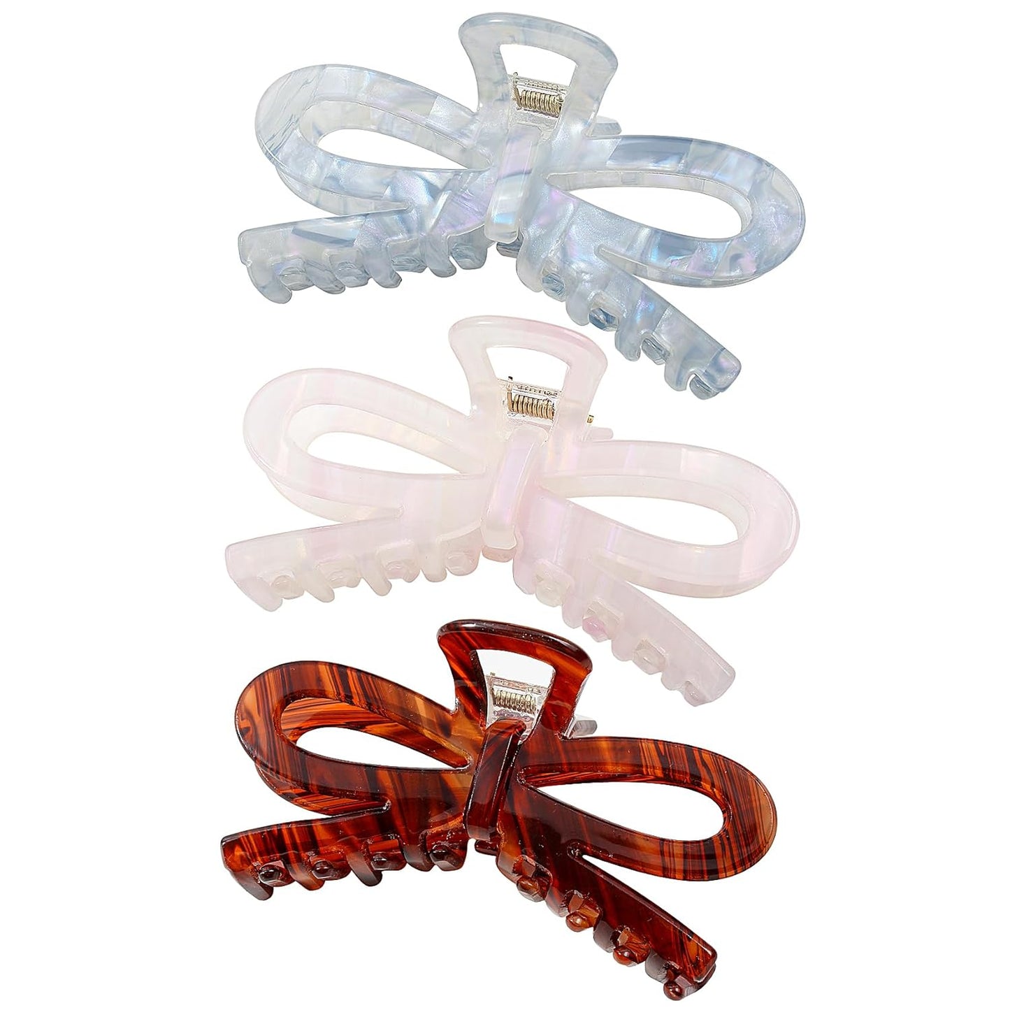 Jayongnee 3 PCS Bow Hair Claw Clips for Women - Non-Slip Hair Clamps for Thin or Thick Hair - Cute Butterfly Hair Accessories for Women Girls - Elegant Hair Styling Accessories (bow 3, large)