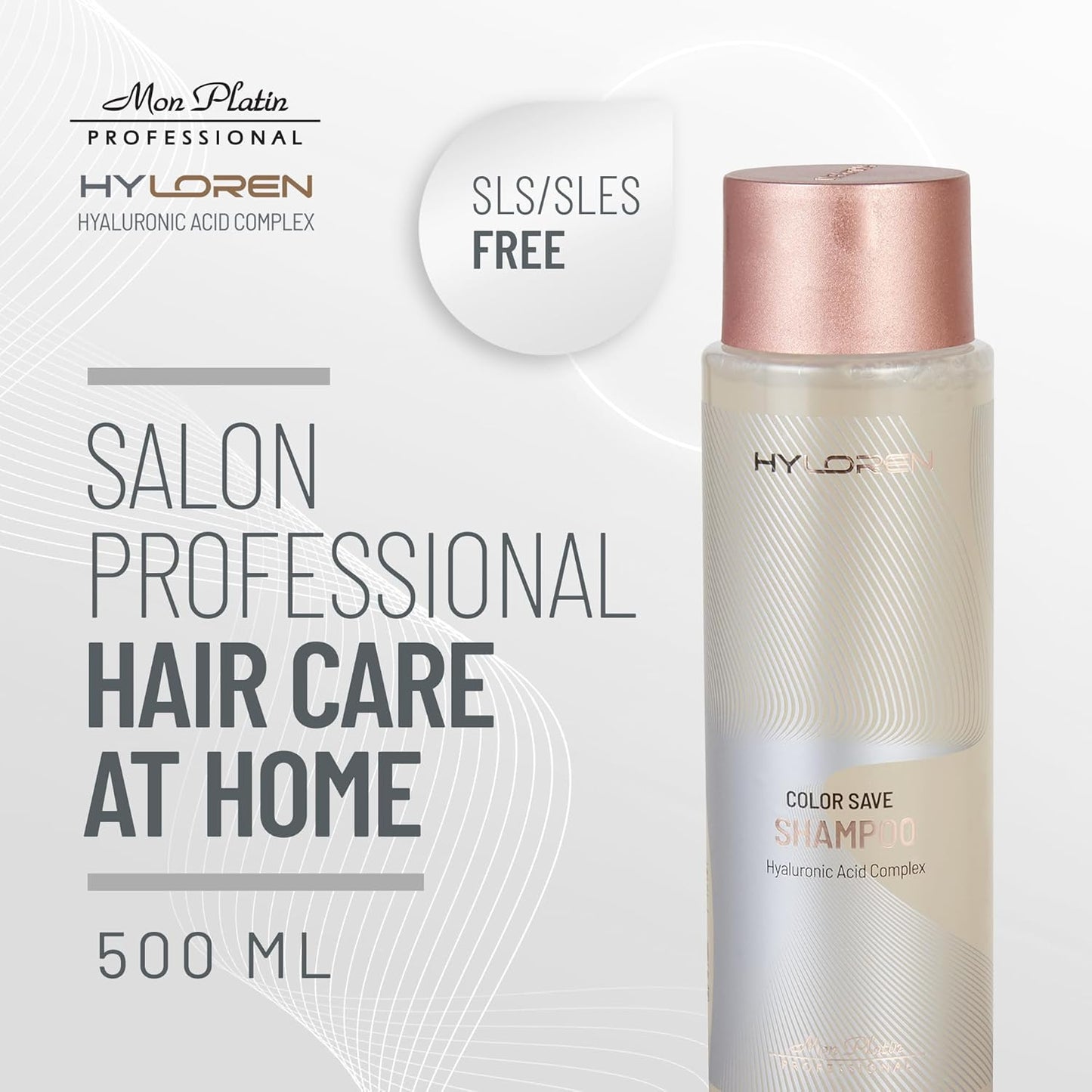 Mon Platin Professional HYLOREN Color Save Hair Shampoo with Hyaluronic Acid for Color Treated Hair, Shampoo for Damaged hair, SLS/SLES Free, Hydrating Shampoo, 500ml