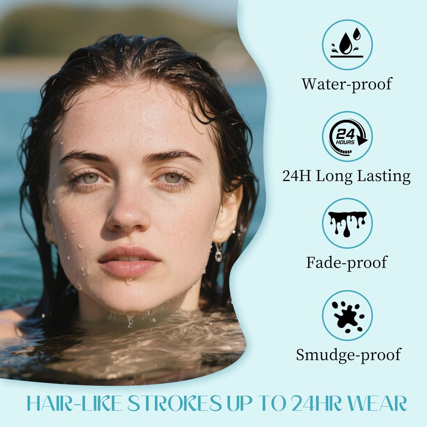 Eyebrow Pencil, Eyebrow Pen, Faux Brow Filling with 4-Fork-Tip Create Natural Hair-Like Brows Last All Day Makeup Brow Stylist Definer Waterproof Fills in Sparse Areas and Gaps (smoky gray)