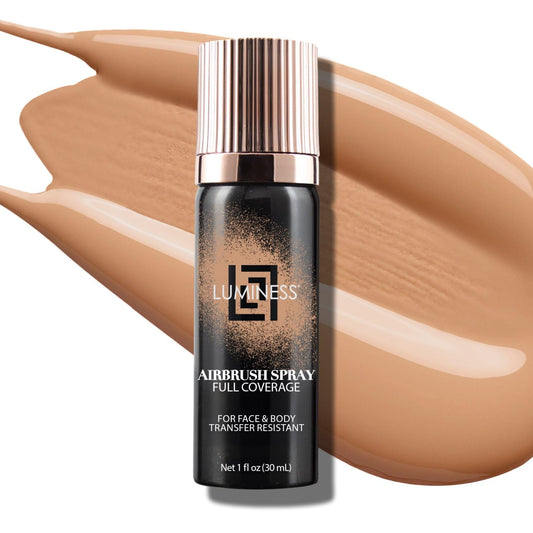 LUMINESS Airbrush Body Coverage - Tattoo Cover Up Makeup - Full Coverage Foundation for Face & Body - Water-Resistant, Long-Wear, Natural Radiant Finish, Warm
