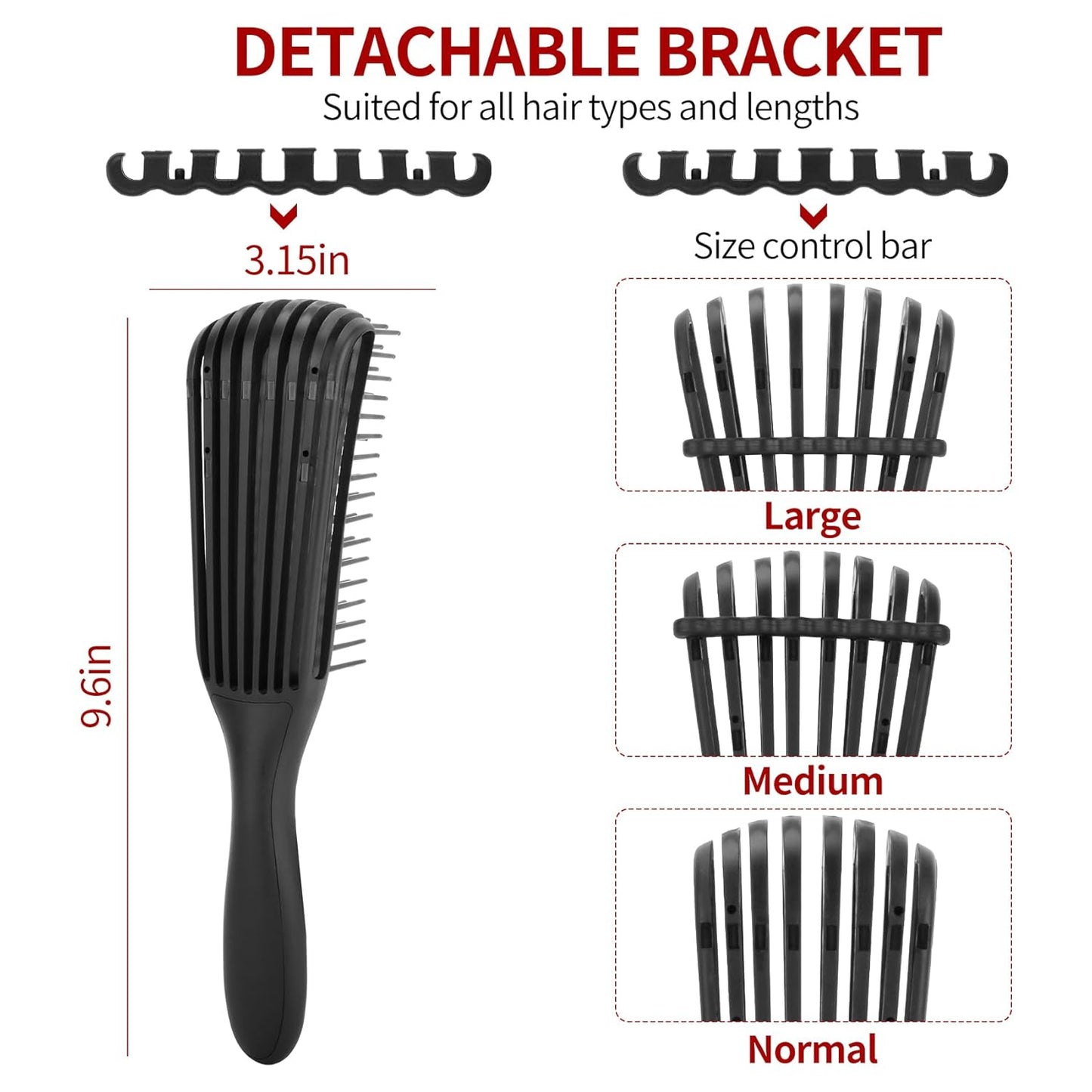 Hair Brush set for Curly, Detangling Hair Brush for Afro America/African Hair Textured 3a to 4c, Detangler Brush for Women Men Kids Styling Defining (Black)