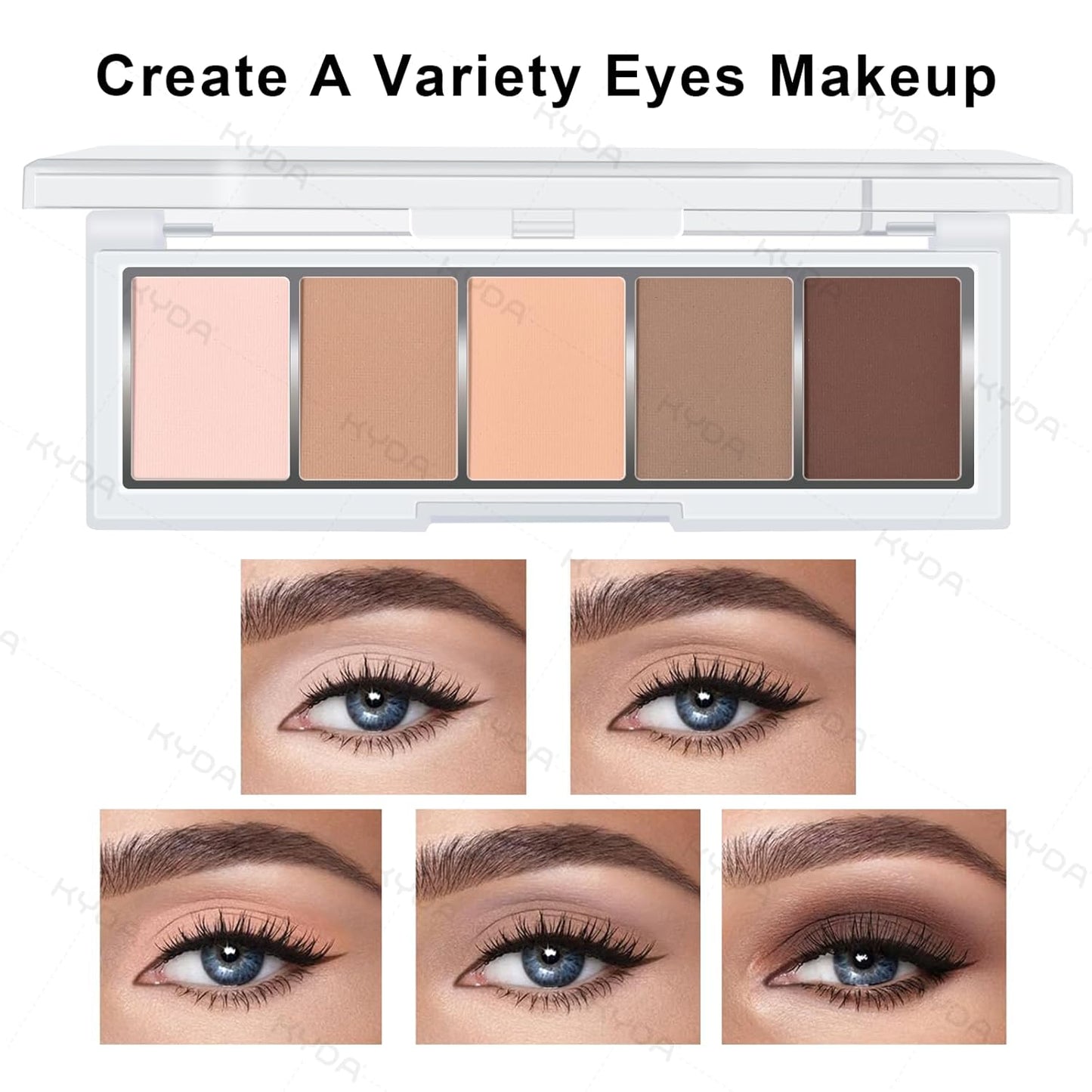 KYDA 5 Colors Matte Brown Eyeshadow Palette, Neutral Nude Eyeshadow, All Matte Eyes Palette, High Pigment Pressed Powder Eye Makeup Gift for Women, Lasting Blendable Daily Eyes Shadow, EARTH
