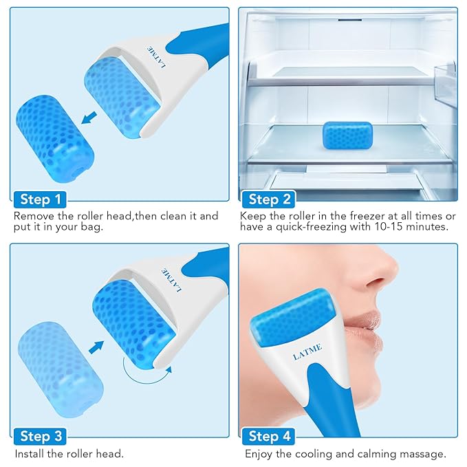 Ice Roller for Face Eyes,Womens Gifts,Face Massager Roller Puffiness Migraine Pain Relief and Minor Injury (Blue)