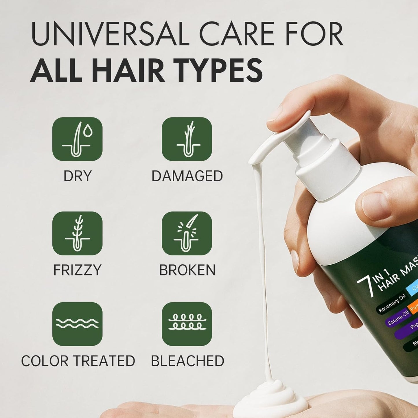 EELHOE 7 in 1 Hair Mask, Keratin Biotin Hair Mask with Batana, Rosemary, Castor, Pumpkin, Peppermint Oil, Hair Repair Mask for Damaged Dry Frizzy Bleached Hair & Hair Growth, All Hair Types, 8.8 Oz