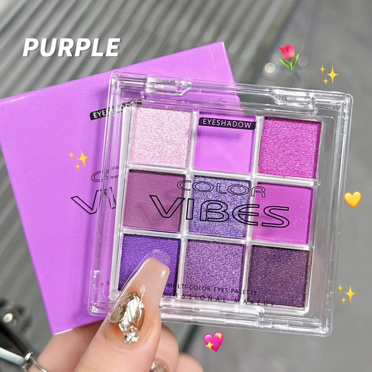 9 Colors Eyeshadow Palette - Purple Eyeshadow Theme, High Pigmented Blendable Matte & Glitter Shimmer Finishes, 24-Hour Long Lasting Mauve Eye Makeup for Christmas & Music Festivals(Purple)