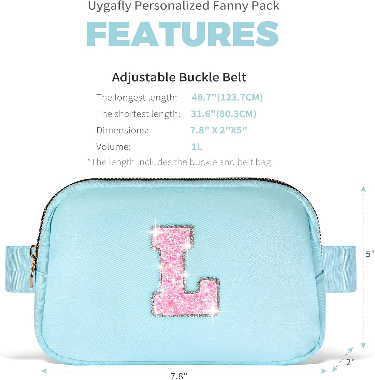 Fanny Pack Belt Bag Crossbody Bags with Initials Letter Patch Trendy Stuff for Teens Cute Stuff Birthday Gifts for Teenager Girls | L,Blue Bag