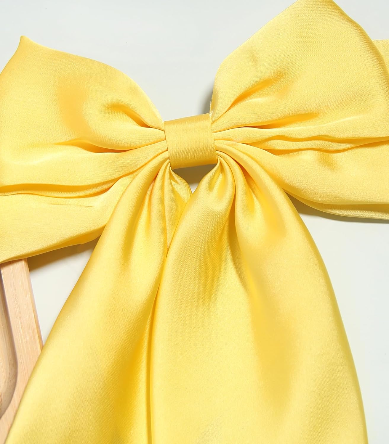 Satin Bow Hair Clips for Women,Big Bow Hair Slides Metal Clips Long Ribbon Hairpin Girls Barrettes Party Half-Updo Ponytail Accessories (Hot Pink/Yellow)