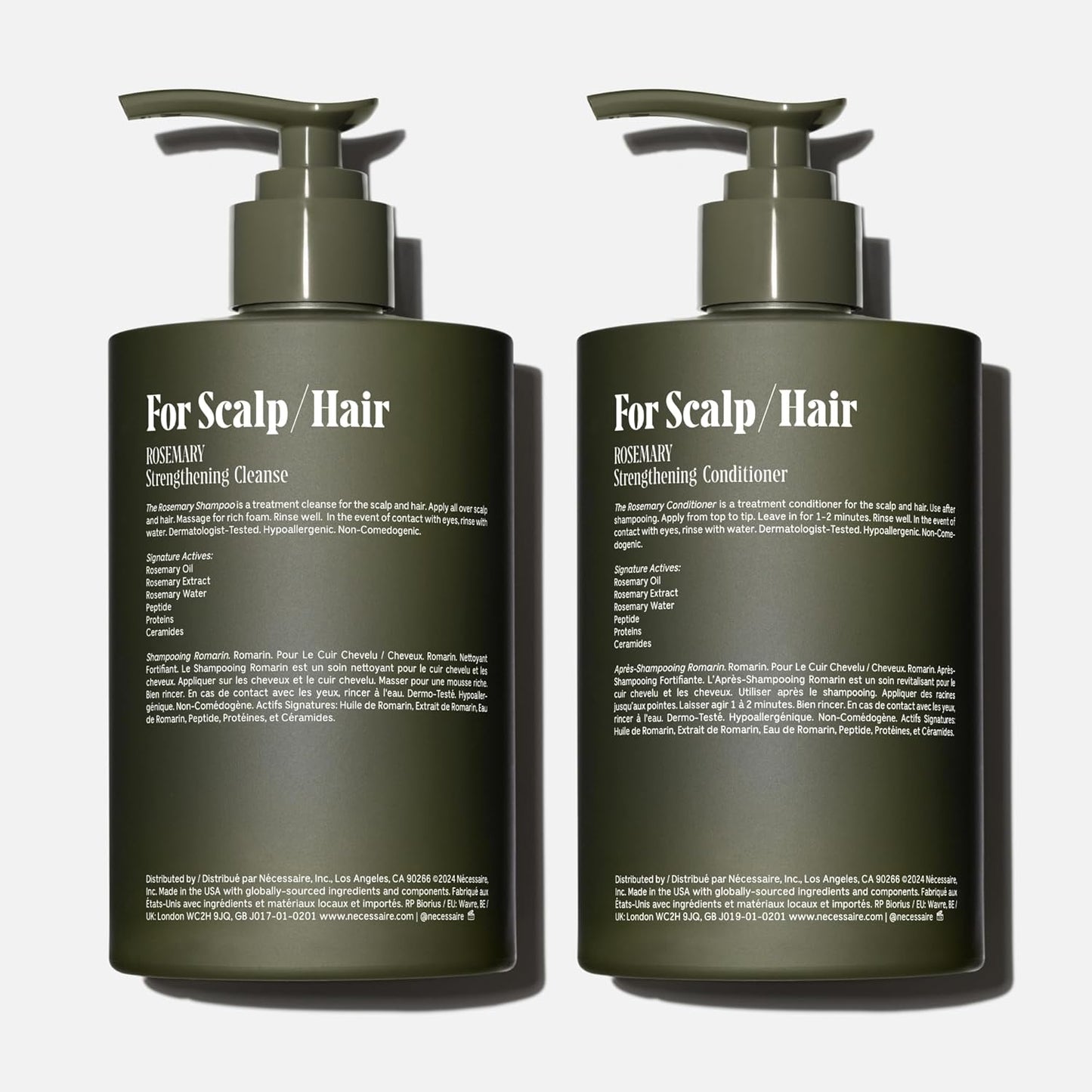 Nécessaire Rosemary Hair Duo - Shampoo and Conditioner Set for Women + Men. Rosemary Oil + Proteins For Stronger Hair. 500 ml / 16.9 fl oz