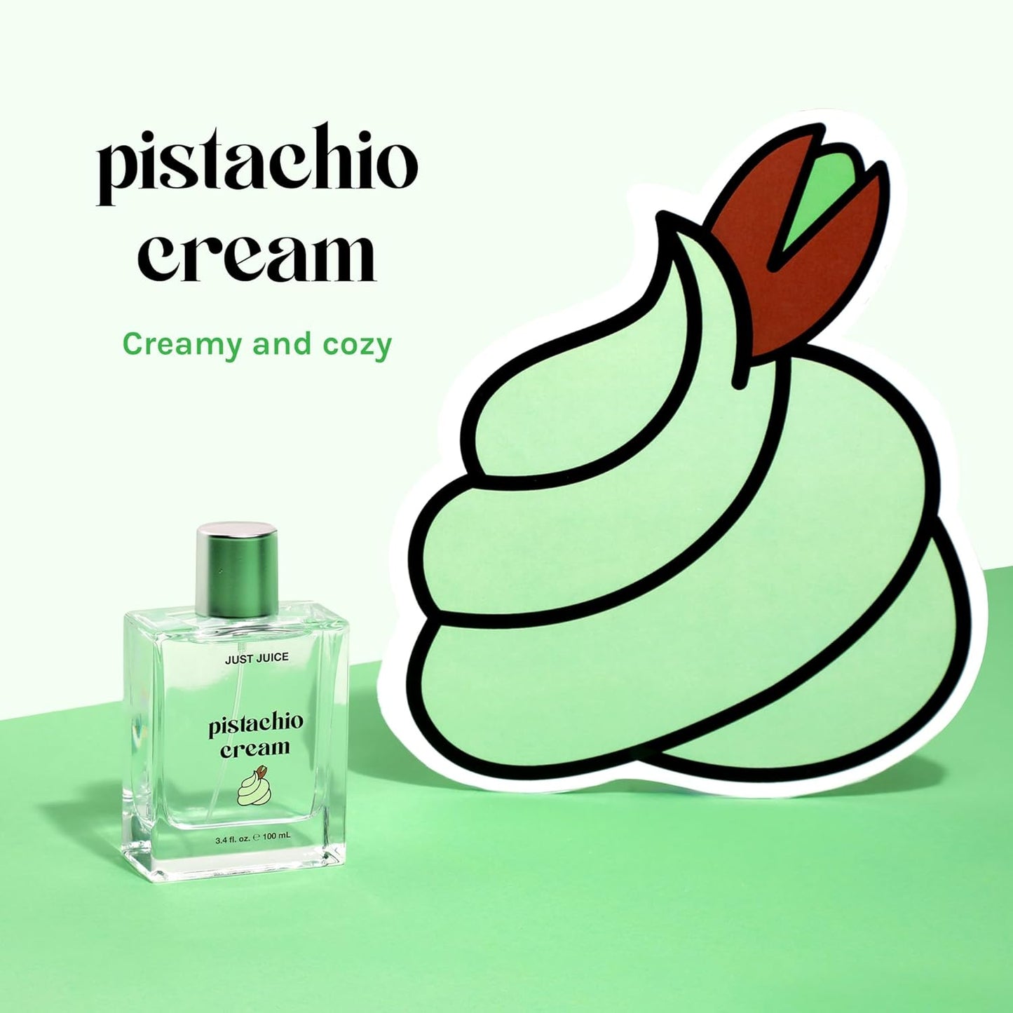 Just Juice Pistachio Cream - Mini Travel Size Perfume for Women and Men - Notes of Pistachio, French Vanilla, and Creamy Woods - 0.3 oz