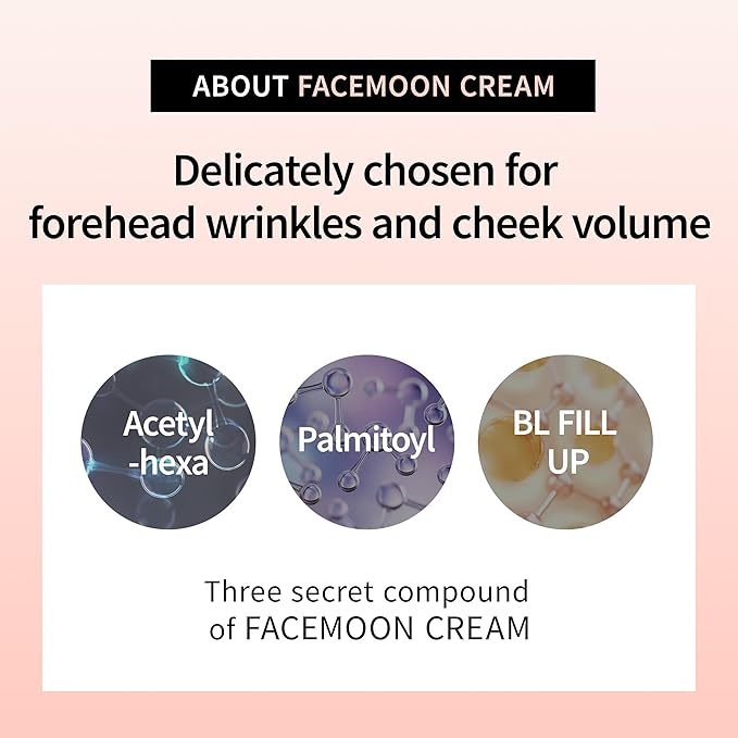 Facemoon Cream - Firming & Volumizing Cream for Forehead & Cheeks | Anti-Aging Wrinkle Cream | Volufiline Korean Wrinkle Peptide for Anti-Sagging | Korean Pocket Ball(50ml / 1.7 fl.oz)